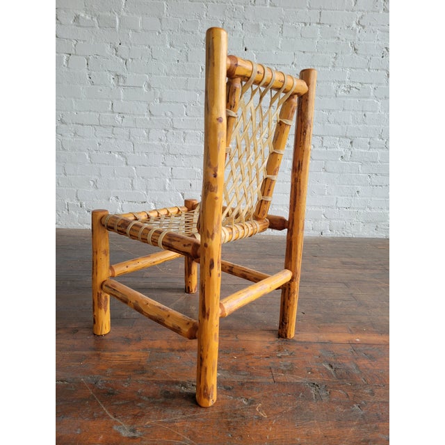 1940s Rustic Pine Log & Rawhide Side Chair For Sale - Image 13 of 15