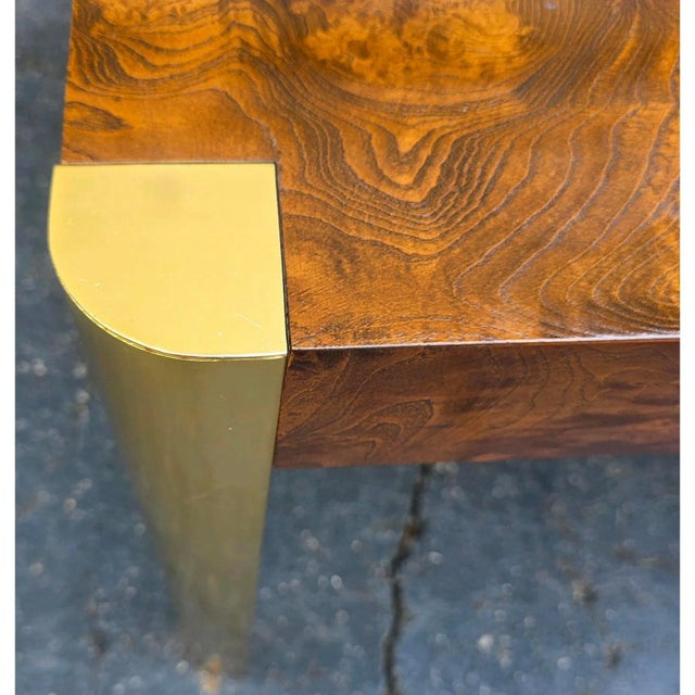 Mid Century Burlwood and Brass Dining Table by Century Furniture For Sale - Image 9 of 10
