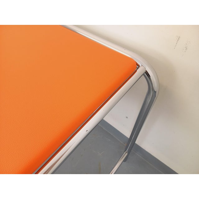 Vintage Desk in Orange Imitation Leather and Chrome, 1970s For Sale - Image 10 of 14