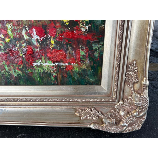 Rustic European Late 20th Century Large Italian Countryside Landscape Oil Painting Signed For Sale - Image 3 of 6