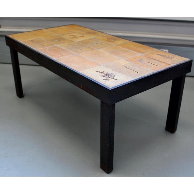1970s Vintage French Coffee Table with Ceramic Top by Roger Capron, 1970s For Sale - Image 5 of 18