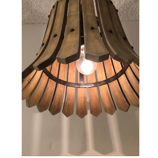 Fruitier Wood Slat Pendant Light by Currey & Company | Chairish