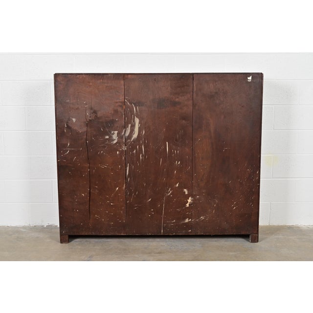 Limbert Style Antique Mission Oak Arts and Crafts Triple Bookcase Cabinet, Circa 1900 For Sale - Image 10 of 11