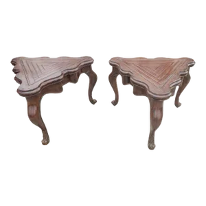 Marge Carson Mahogany Loire Serpentine Triangular Cocktail, Center, Side Tables