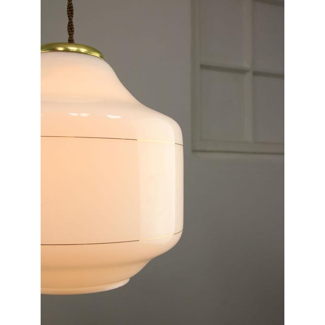Mid-Century Italian Opaline and Brass Pendant Lamp For Sale - Image 5 of 14