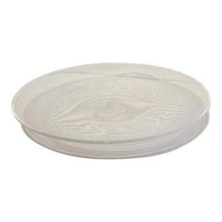 Vintage Latticino Mid-Century Modern Clear Stripe Swirl Plate For Sale