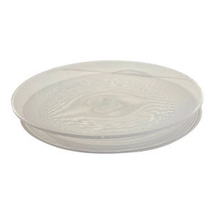 Vintage Latticino Mid-Century Modern Clear Stripe Swirl Plate