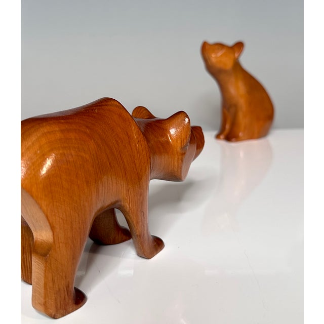 Hand-Carved Bear Animal Figurines, Rhön, Germany, 1960s, Set of 2 For Sale - Image 12 of 18