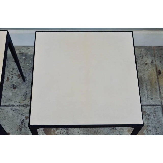 Not Yet Made - Made To Order Esquisse' Parchment and Wrought Iron Side Tables by Design Frères - a Pair For Sale - Image 5 of 9