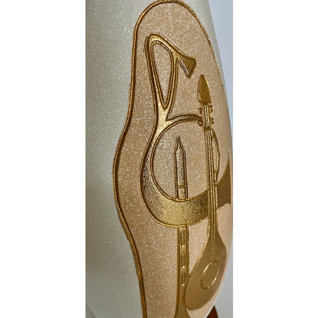 Mid Century Danish Modern Ceramic Table Lamp Musical Instruments For Sale - Image 11 of 13