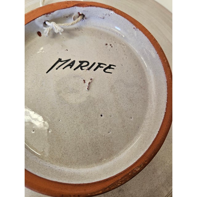 Charming 1940s Majolica Wall Plates of the Four Seasons Signed Marife - Set of 4 For Sale In Philadelphia - Image 6 of 6