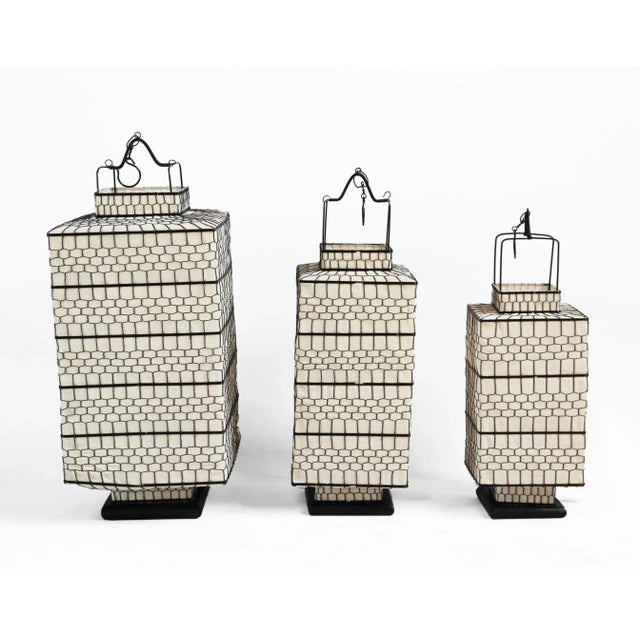 Industrial Square Heibe Wire Lantern Small For Sale - Image 3 of 5
