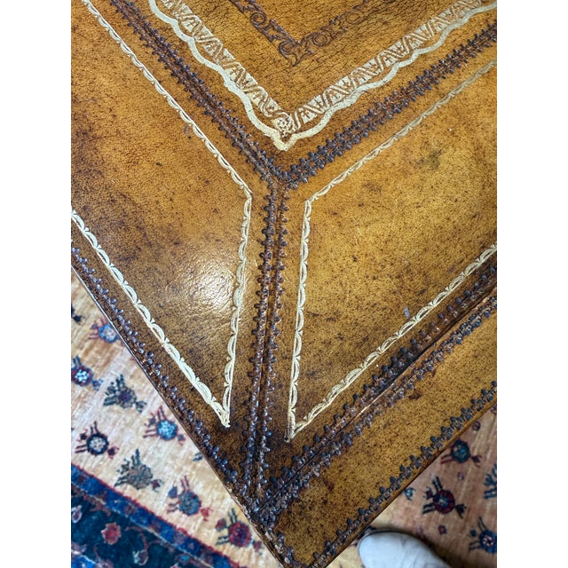 Maitland-Smith Leather Clad British Campaign Desk With Steel Sword Base, Vintage For Sale In San Francisco - Image 6 of 12