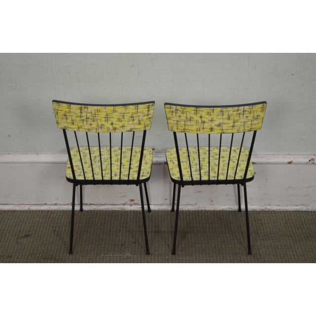 1960s Mid-Century Modern Wrought Iron & Formica Childs Table and 2 Chair Kitchen Set For Sale - Image 5 of 13