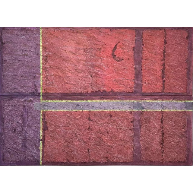 Jan Tips "Architectural Series #35" 1984 Mixed Media Abstract Diptych on Canvas For Sale - Image 16 of 17