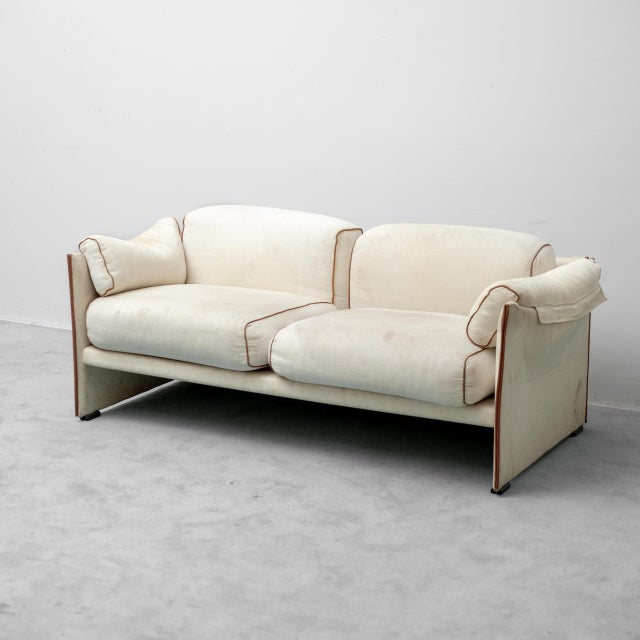 Vintage Beige and Brown Two-Seater Fabric Sofa, 1970s For Sale - Image 11 of 11