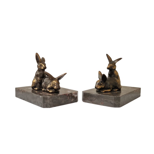 1940s French Art Deco Bunny Rabbit Bookends, a Pair Chairish