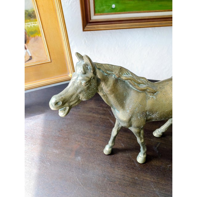 Mid 20th Century Vintage Brass Horse Sculpture For Sale - Image 5 of 7
