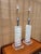 A Pair of Vintage Mid Century Modern Stacked Lucite Blocks Table Lamps in the Karl Springer Style. Circa 1970s For Sale In Miami - Image 6 of 17