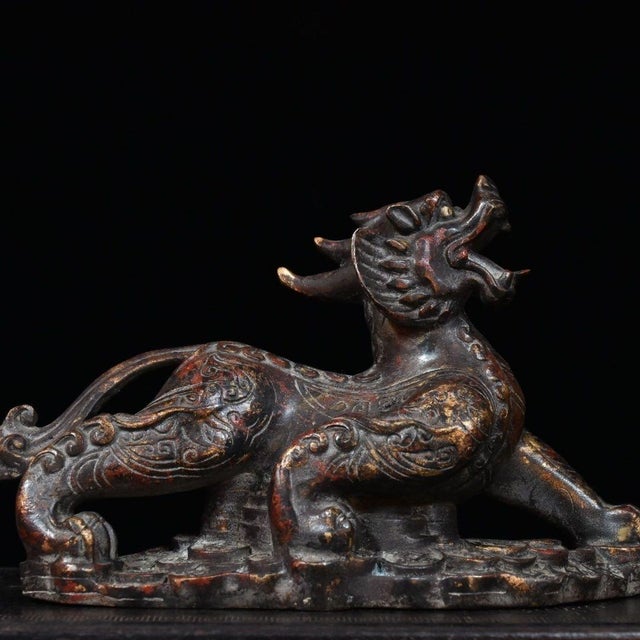 Bronze Mythical Beast Sculpture, Guardian Lion or Pixiu For Sale - Image 10 of 10