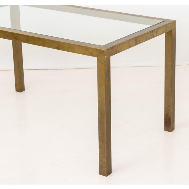 Late 20th Century Modern Glass Top Brass Dining Table For Sale - Image 5 of 7