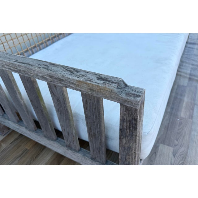 Henry Hall Serene Collection Outdoor Teak Daybed Sofa With Woven Waprolace Back | Premium Patio Lounge For Sale In Los Angeles - Image 6 of 18