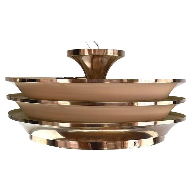 Art Deco Chandelier Hanging Lamp in Copper by Georges Halais for Eloctra, 1930s For Sale - Image 11 of 11
