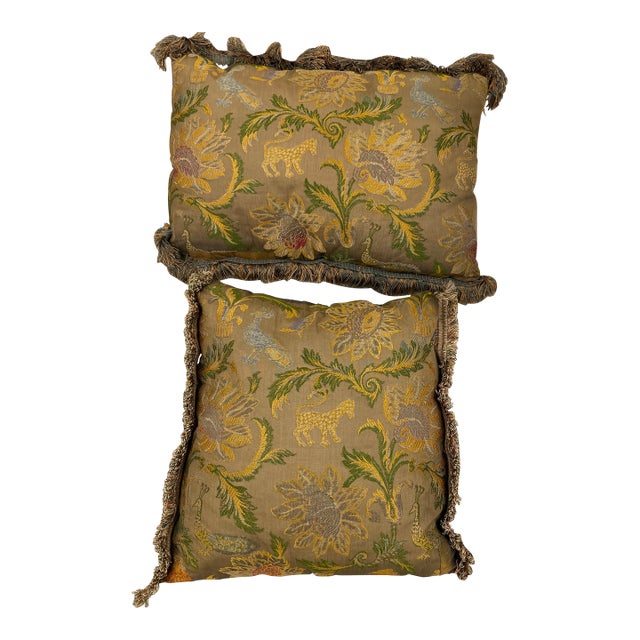 Early 20th Century Silk Pillows- Set of 2 For Sale