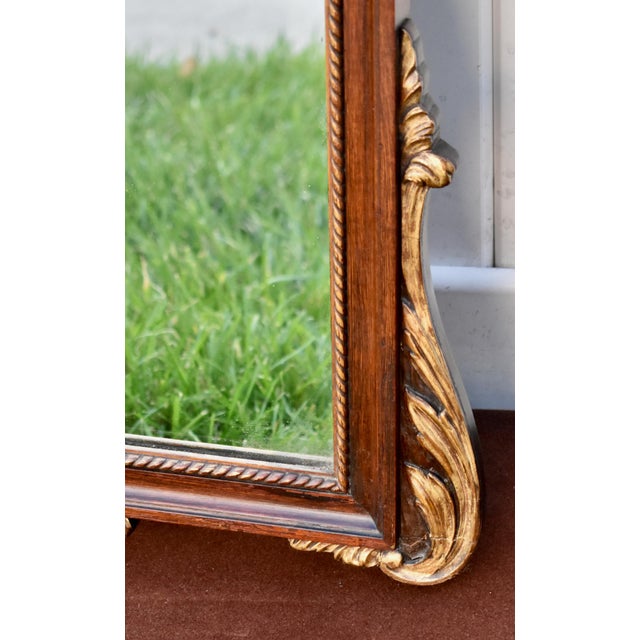 Wood Antique Louis XVI Style Walnut Pier Wall Mirror Neoclassical Gilt Urn Crest For Sale - Image 7 of 18
