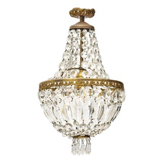 1920s French Louis XVI Crystal and Gilt Bronze Basket Chandelier For Sale