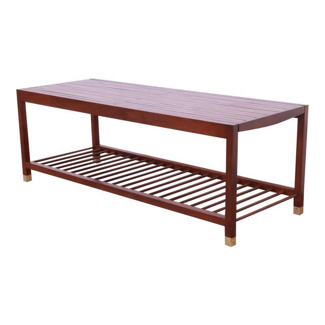 Baker Furniture MidCentury Modern Teak Slat Expanding Coffee Table
