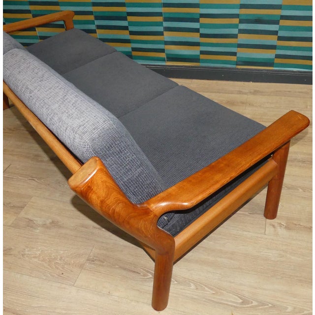 Blue Vintage Three-Seater Sofa in Teak by Juul Kristensen, 1970s For Sale - Image 8 of 12