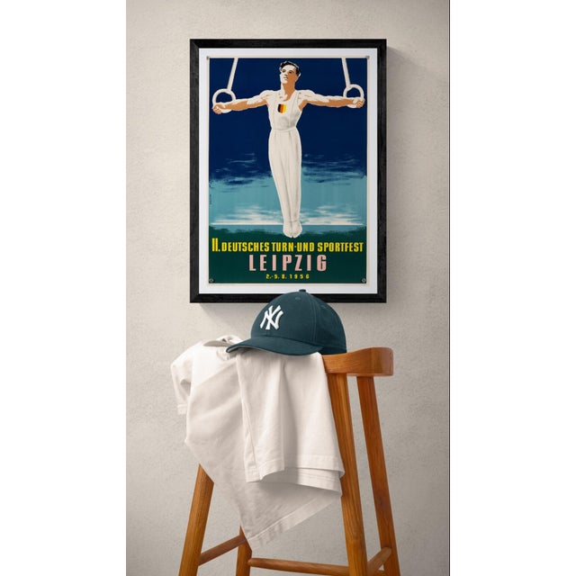 Ii deutsches turn und sportfest leipzig 1956 – original vintage sports poster by bredow – mid-century modern – 59.5x42 cm...