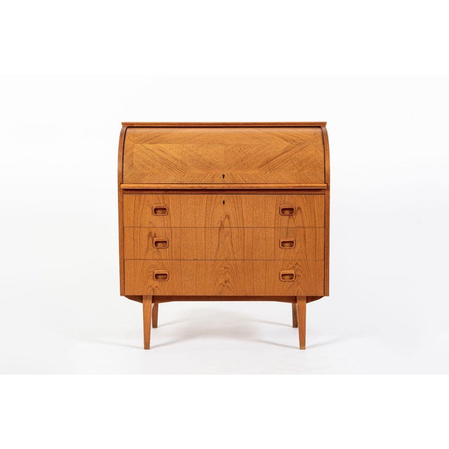 Mid-Century Modern Mid Century Swedish Teak Rolltop Secretary Desk by Egon Ostergaard For Sale - Image 3 of 13