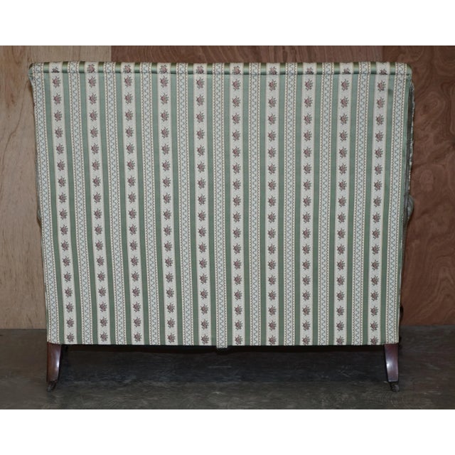 Victorian Ticking Fabric Upholstered Double Wingback Sofa Armchair from Howard & Sons For Sale - Image 13 of 18