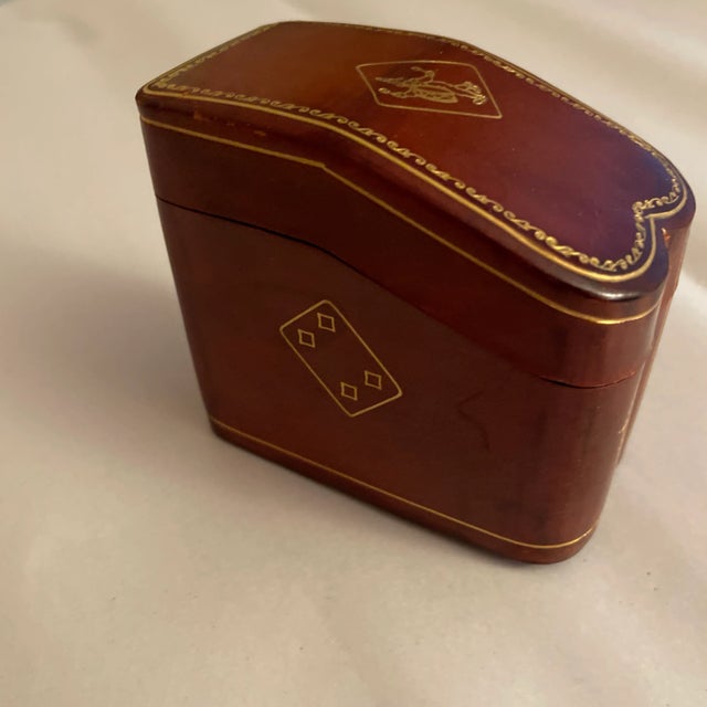 Mid-Century Modern Italian Gilt Leather Card Box For Sale - Image 3 of 8