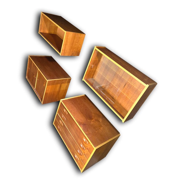 1970s Teak Danish Floating Wall Unit by Ps System of Denmark Set of 4 Chairish