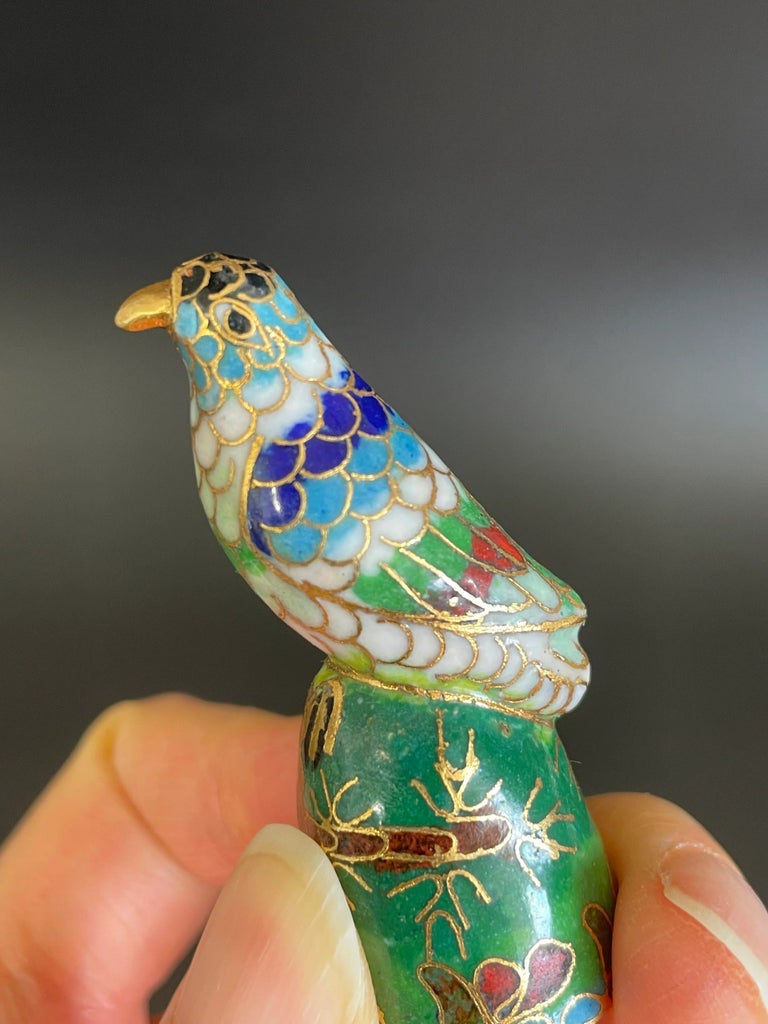 2 Dés à Coudre Tête D'oiseau Chinese Cloisonné Vert – Anciens, Occasion, Décoration Ou Couture