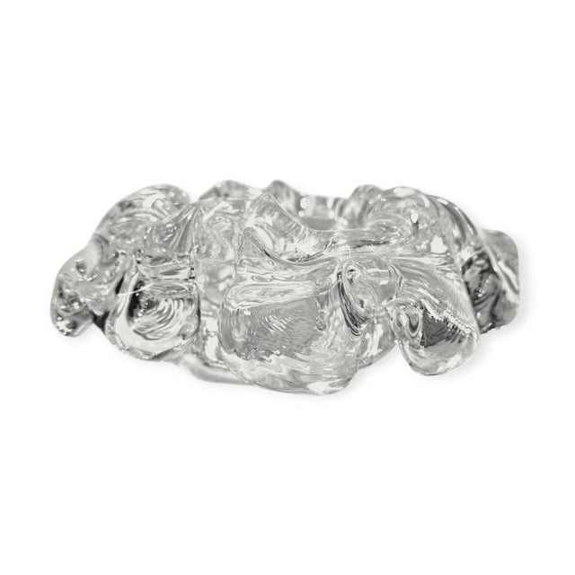 This is a stunning, heavy vintage clear lead crystal art glass piece designed by the acclaimed Swedish glass artist Göran...