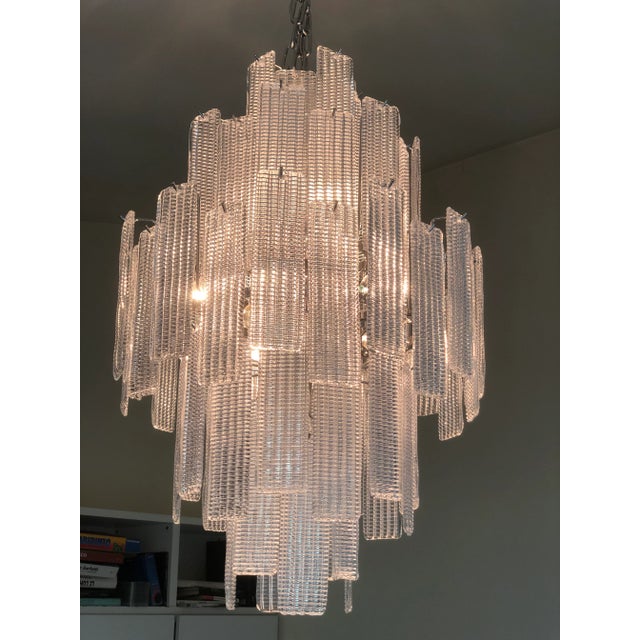 MODERN STRIPS “Listelli ” Murano Glass Chandelier Contemporary Transparent “Listelli ” Five levels of Transparent and...