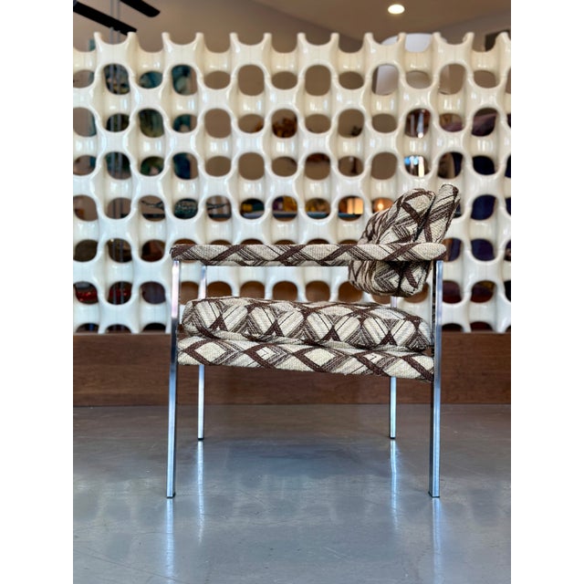 1970s 1970s Milo Baughman Chrome and Wool Lounge Chair For Sale - Image 5 of 13