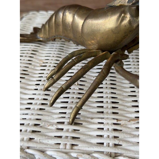 Hollywood Regency Vintage Hollywood Regency Coastal Brass Lobster/Crayfish Sculpture For Sale - Image 3 of 12