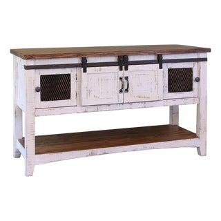 Greenview Sliding Door Console Table - Distressed White For Sale