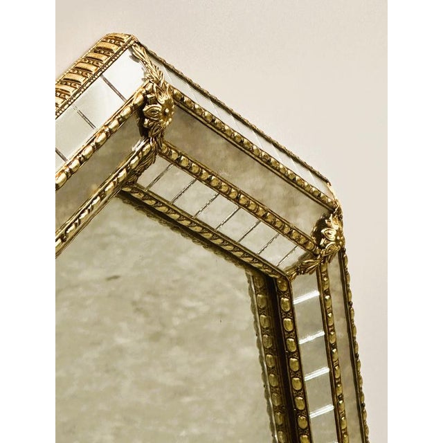 Glass Vintage Spanish Neoclassical Hollywood Regency Wall Mirror, Spain, 1980s For Sale - Image 7 of 11