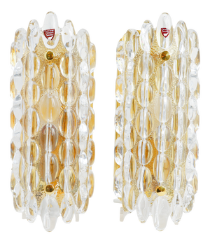 Glass and Brass Sconce by Carl Fagerlund for Orrefors, Sweden, 1960s