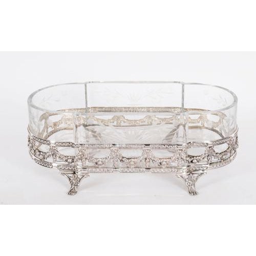Metal Antique French Silver Plated Louis Revival Cut Crystal Centrepieces, 1860, Set of 2 For Sale - Image 7 of 18