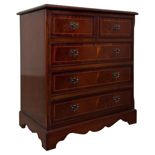 Antique English Inlaid Mahogany Chest of Drawer For Sale - Image 3 of 12