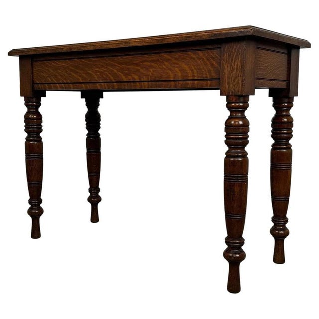 Brown Antique English Oak Side Table, 1900s For Sale - Image 8 of 10