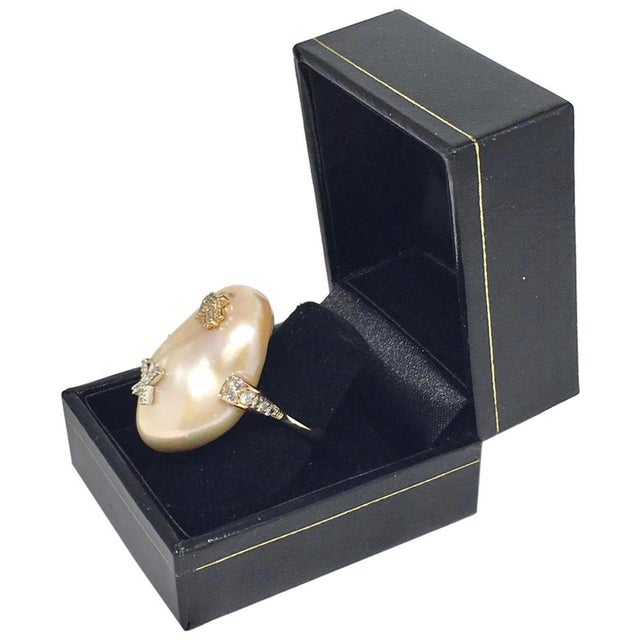 Fine Quality Freshwater Pearl Diamond Ring 14k Gold Baroque Women Certified $2,950 910803 This is a Unique Custom Made...