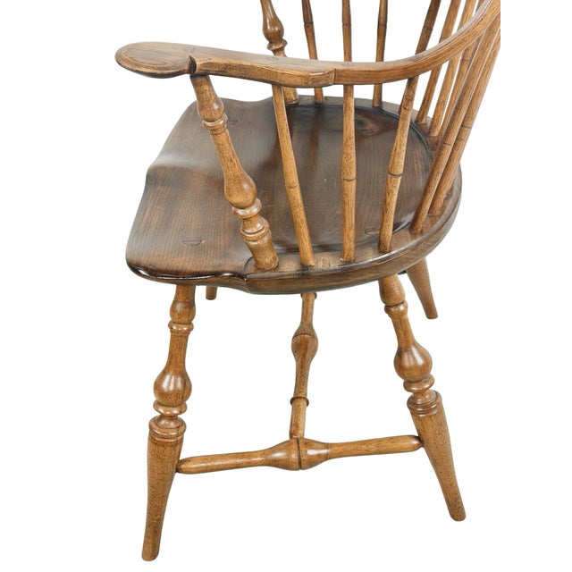 Antique Continuous-Arm Windsor Spindle-Back Wooden Armchair For Sale - Image 9 of 18